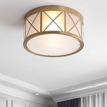 Cadence Drum Metal/Glass Flush Mount - JONATHAN Y